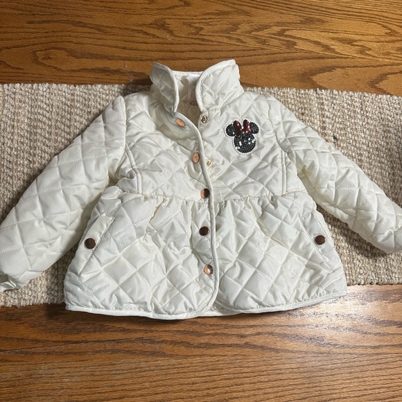 Disney Other - Disney White Quilted Puffer Jacket with Character Patch
